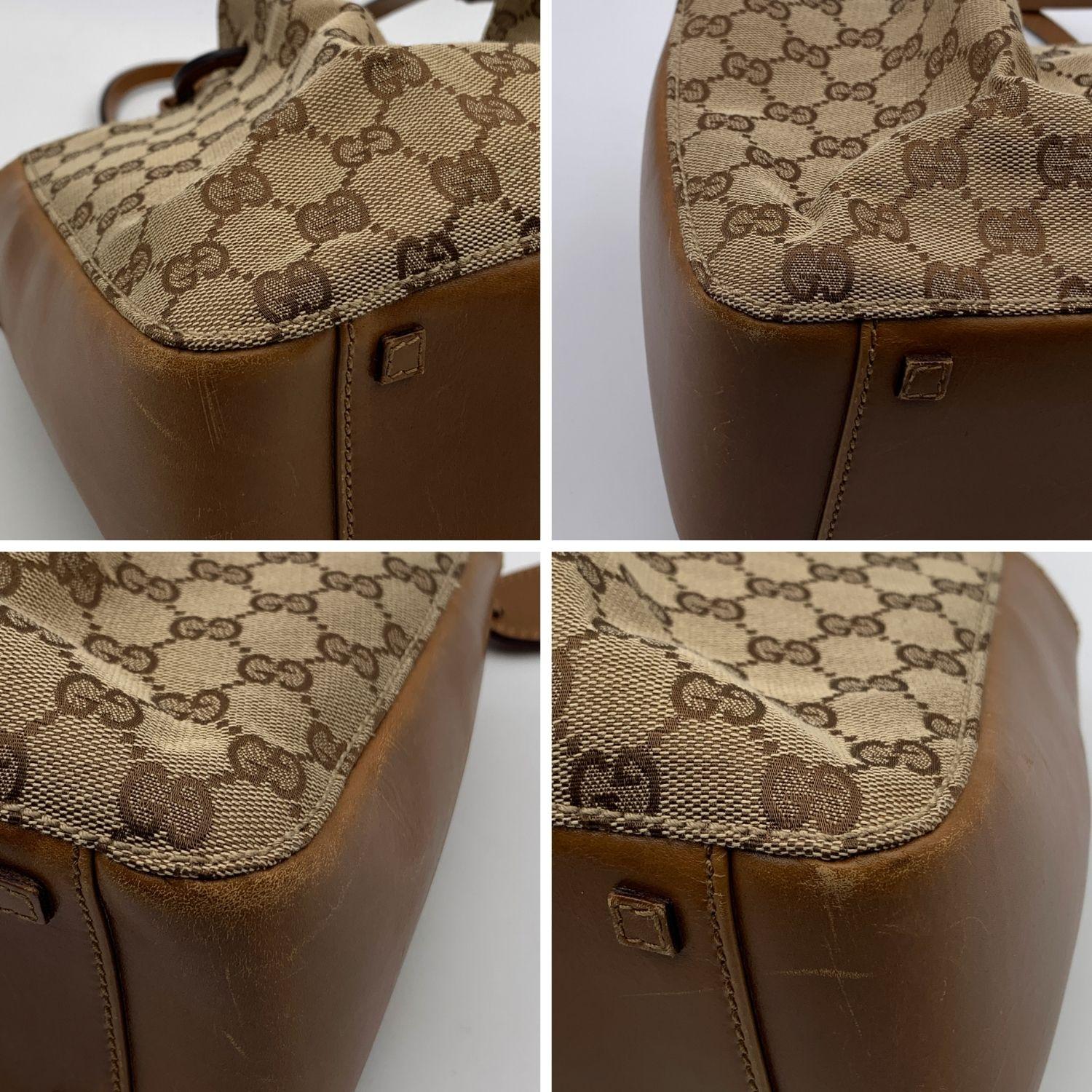 Gucci Beige Monogram Canvas Tote Handbag Shopper 6