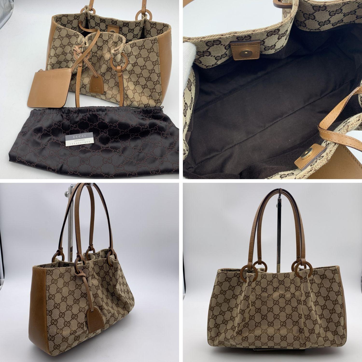 Gucci Beige Monogram Canvas Tote Handbag Shopper 7