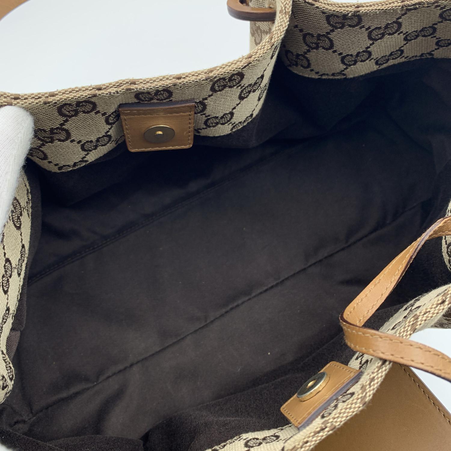 Gucci Beige Monogram Canvas Tote Handbag Shopper 8