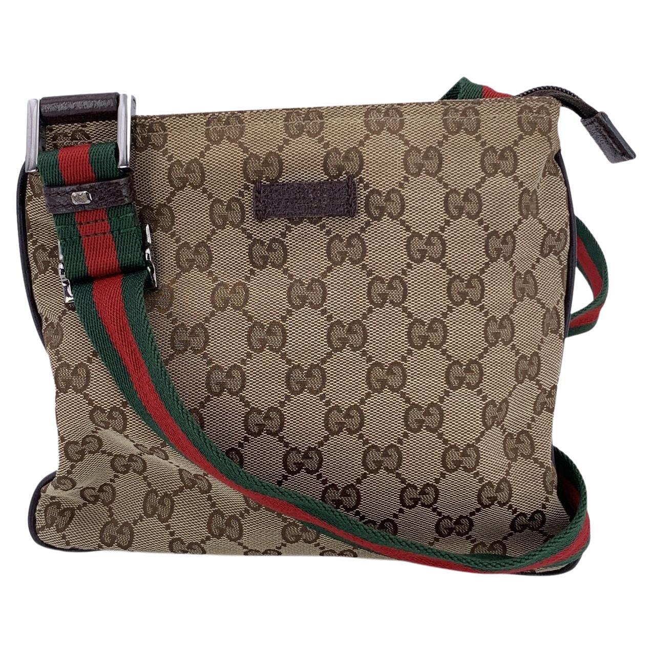 Gucci Beige Monogram GG Canvas Messenger Bag Web Strap
