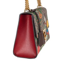 GUCCI beige Monogram GG canvas TROPICAL PRINT TIAN PADLOCK Shoulder Bag