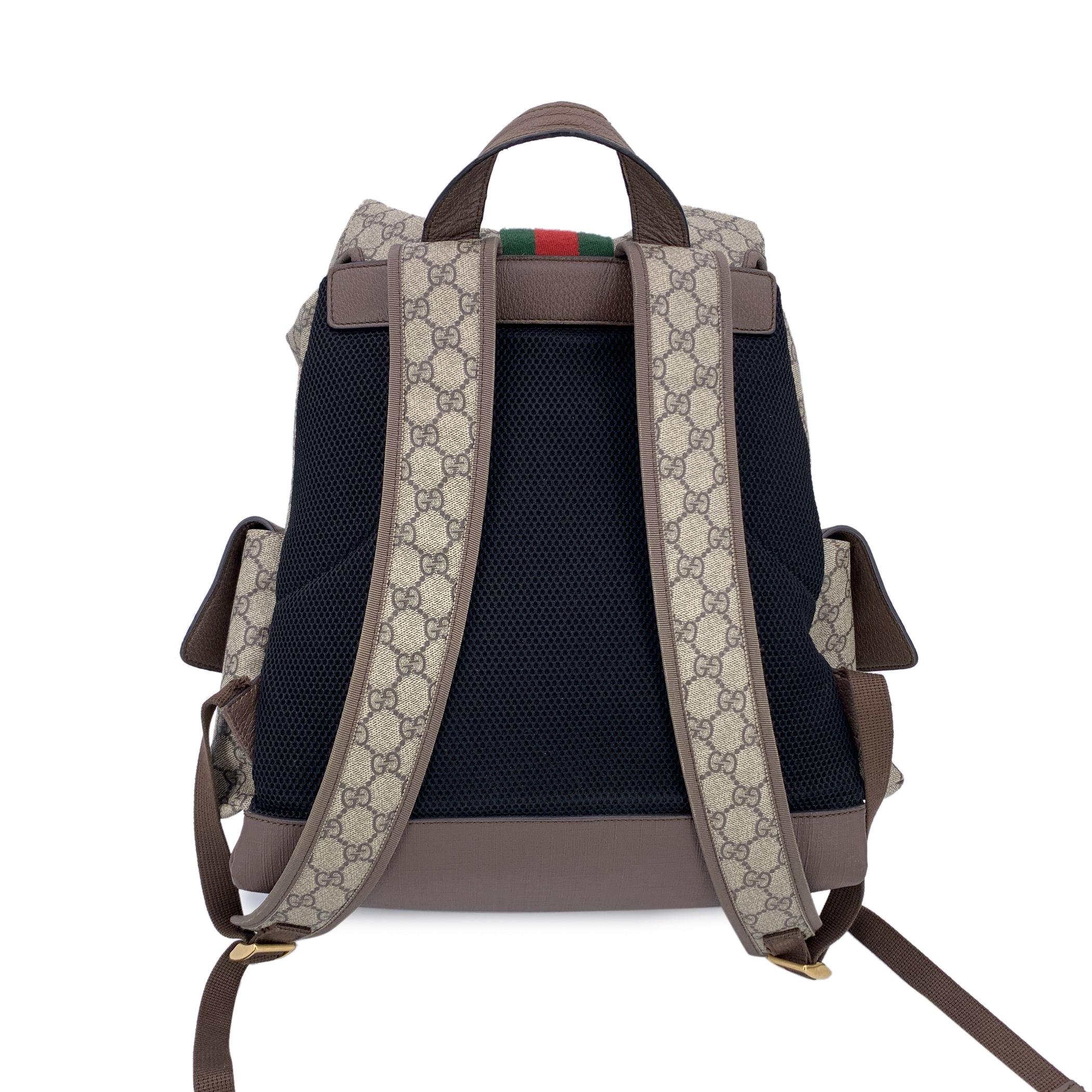 Gucci Beige Monogram GG Supreme Ophidia Canvas Backpack Bag In Excellent Condition In Rome, Rome