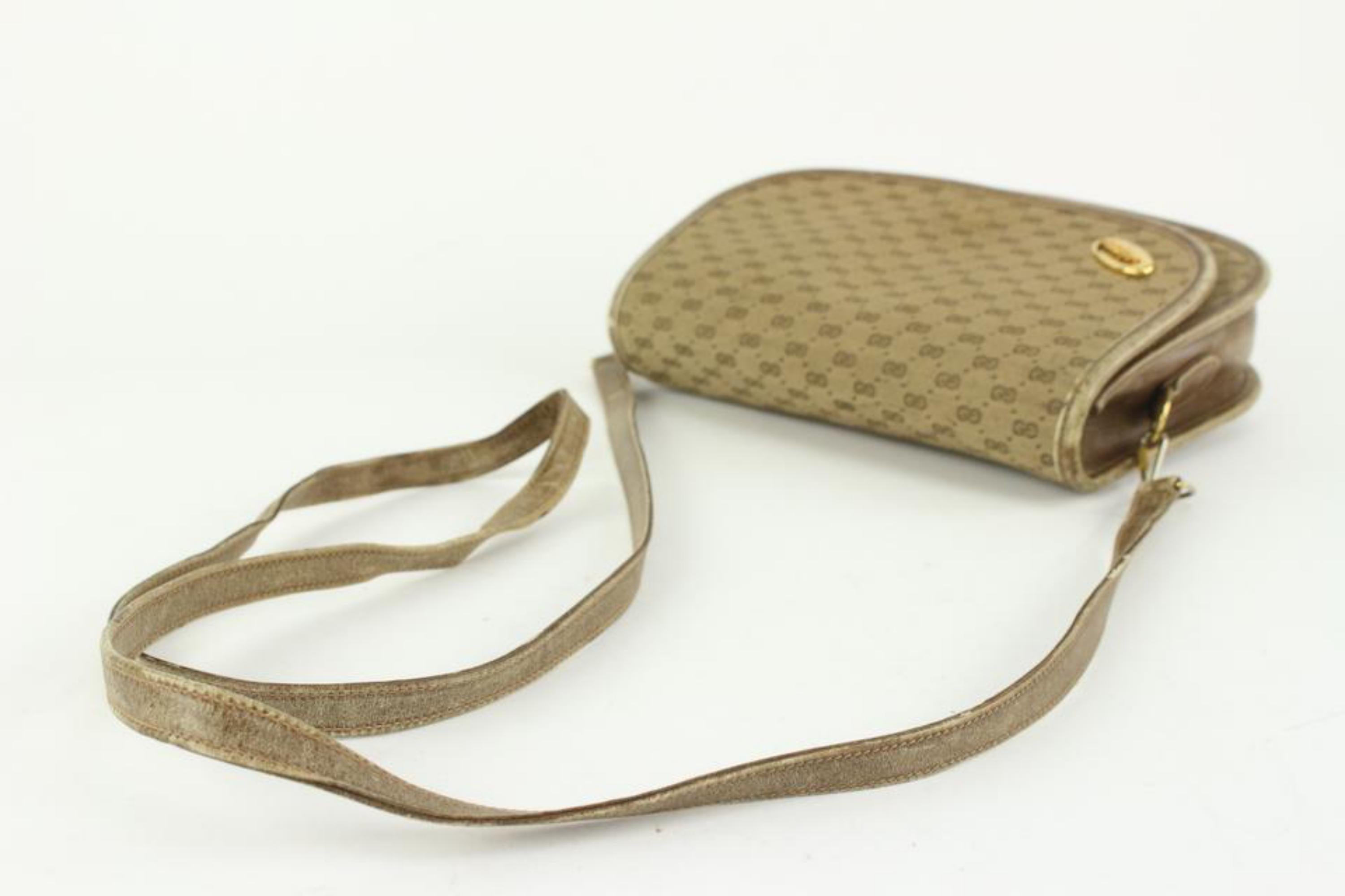 Gucci Beige Monogram Micro GG Crossbody Flap Bag 1216g1 For Sale 2