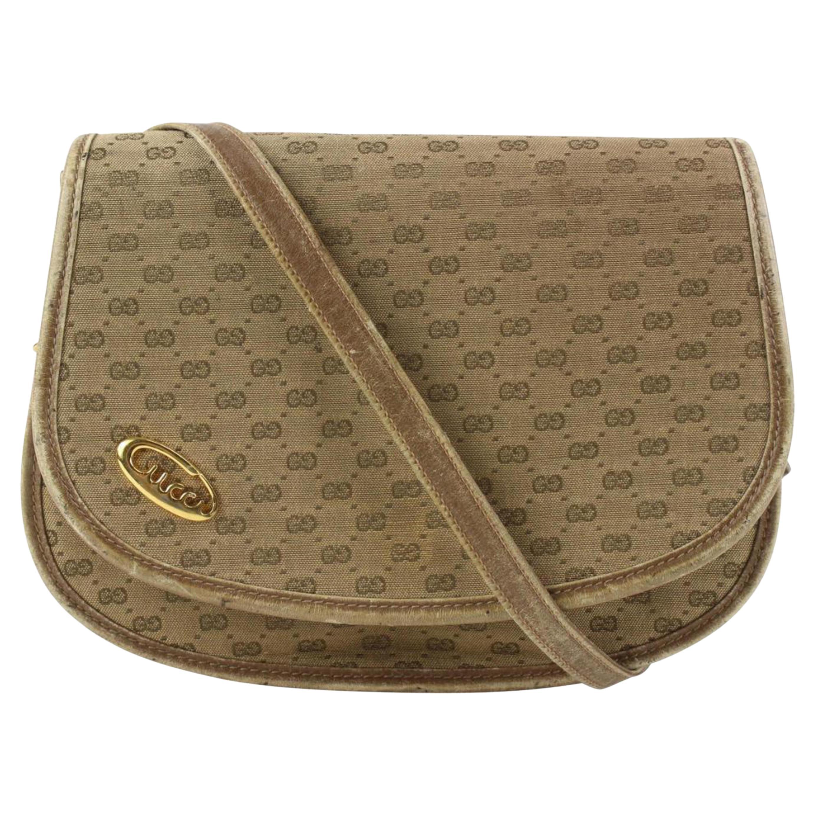 Gucci Beige Monogram Micro GG Flap Bag 1216g1 For Sale at 1stDibs
