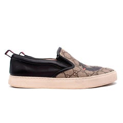 Gucci Beige Monogram Wolf Print Slip-On Trainers