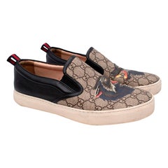 Gucci Beige Monogram Wolf Print Slip-On Trainers