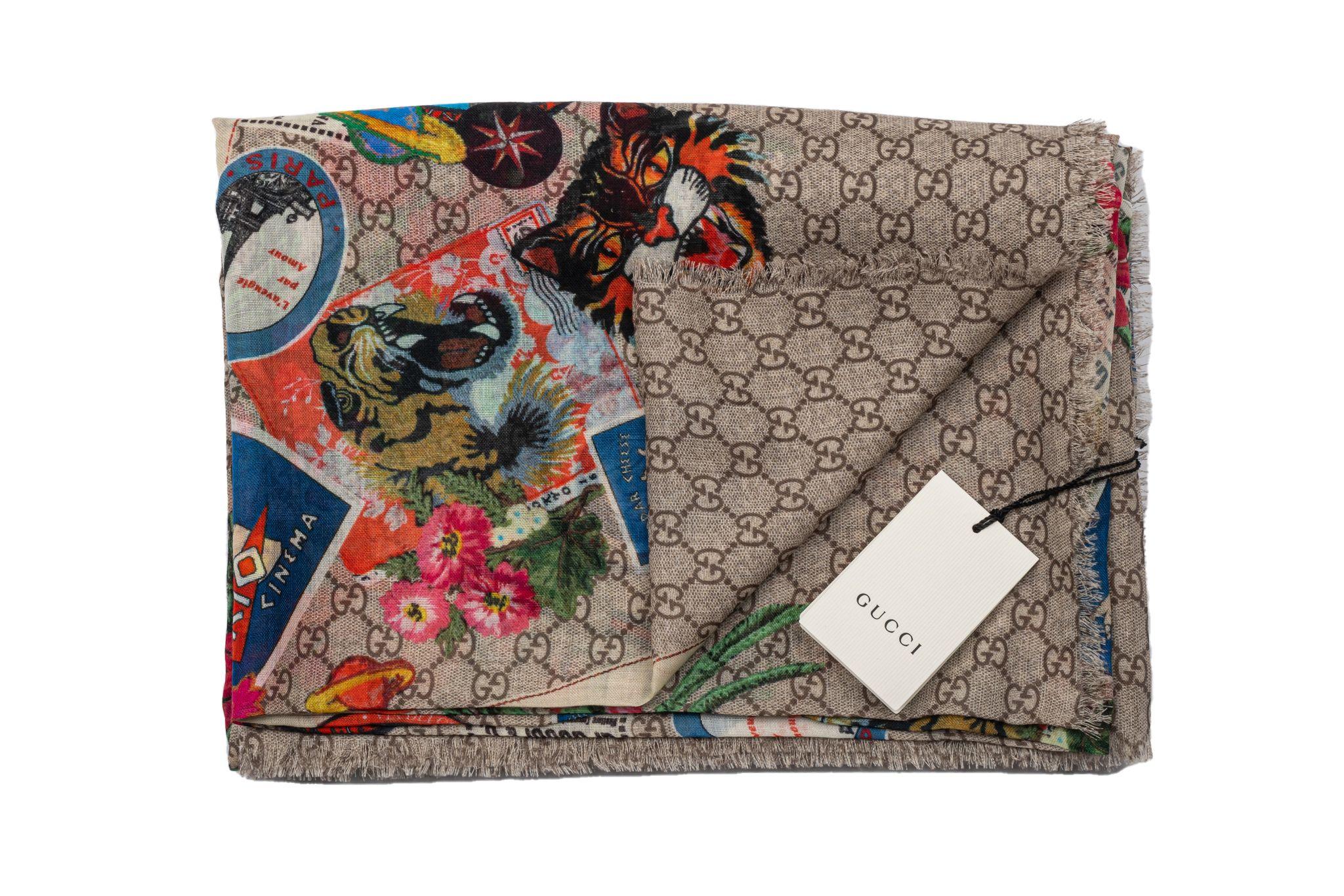 Gucci Schal mit Patch-Print-Motiv in Beige Damen