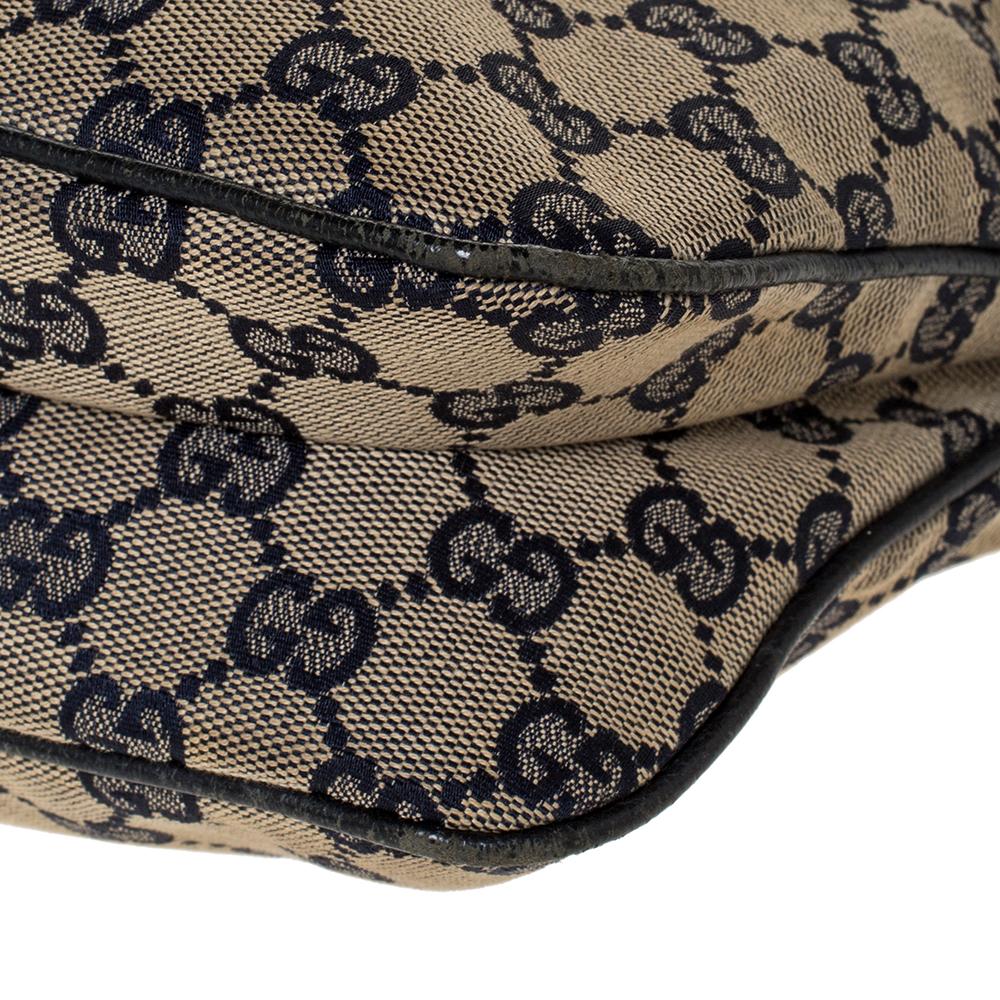 Gucci Beige/Navy Blue GG Canvas and Leather Web Shoulder Bag 1