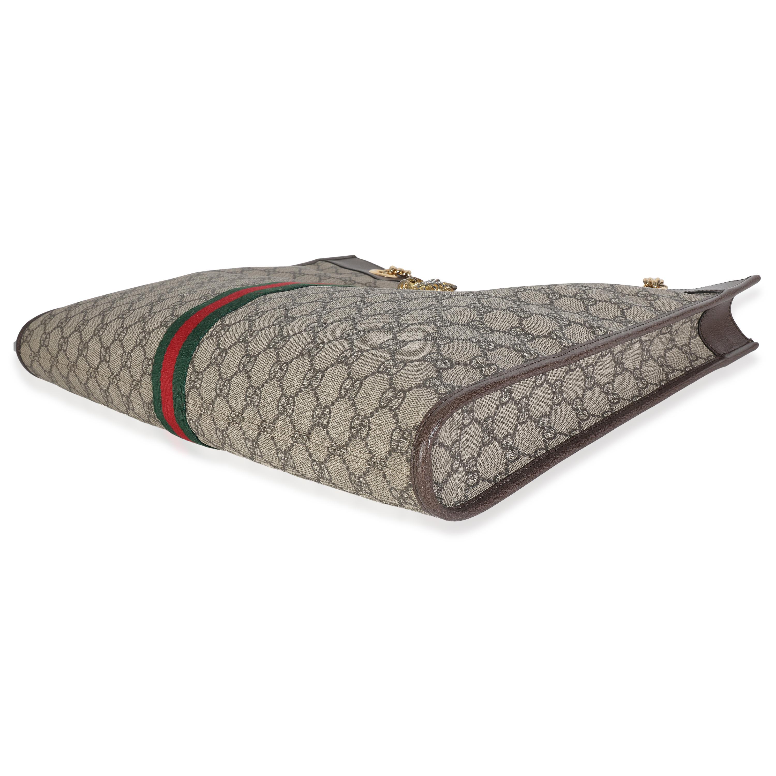 Gucci Beige New Acero GG Supreme Canvas Large Rajah Chain Tote en vente 1