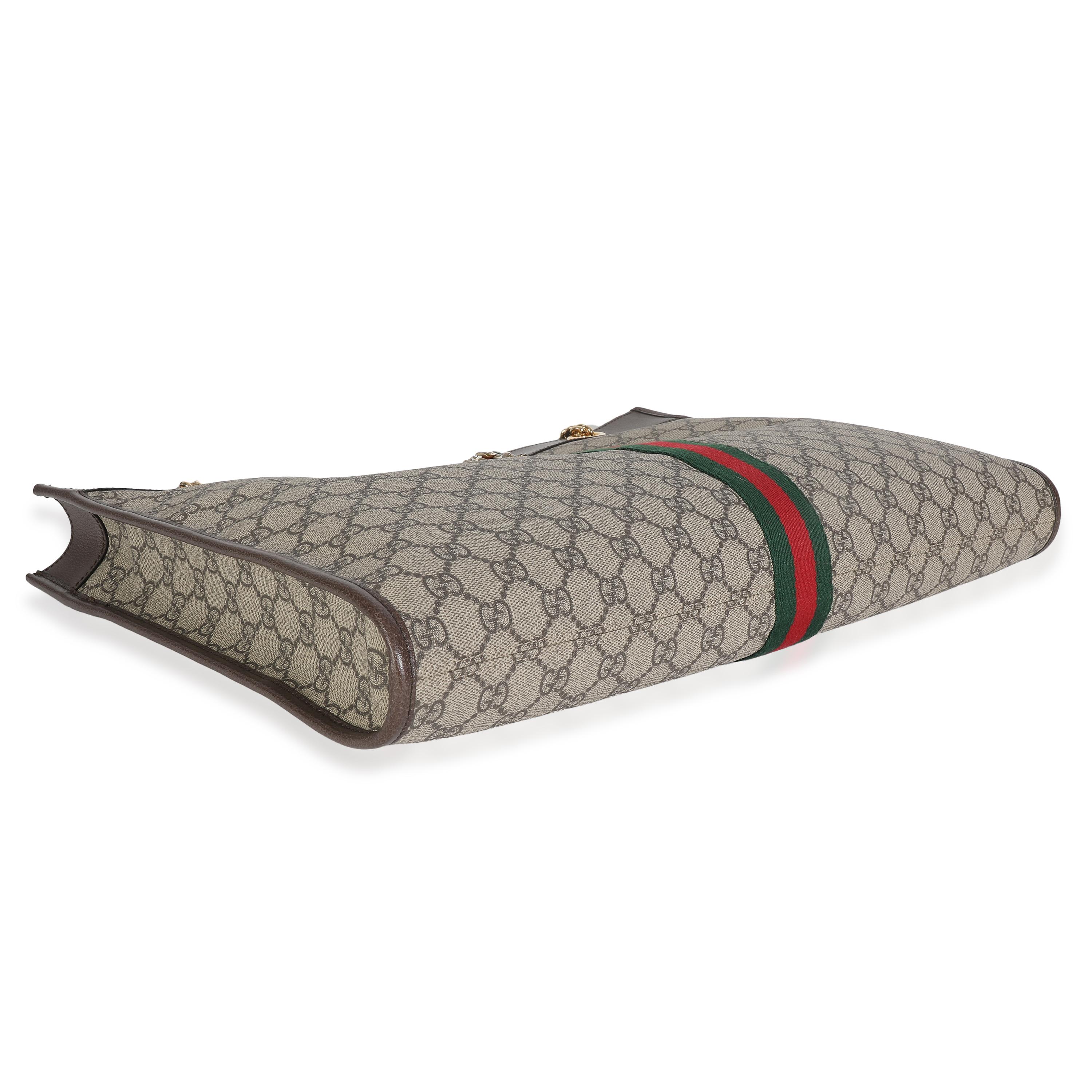 Gucci Beige New Acero GG Supreme Canvas Large Rajah Chain Tote en vente 3