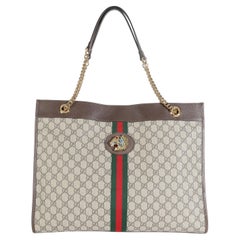 Gucci Beige New Acero GG Supreme Canvas Large Rajah Chain Tote