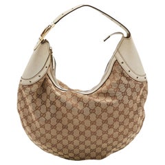 Gucci Beige/Off White GG Canvas and Leather Glam Hobo