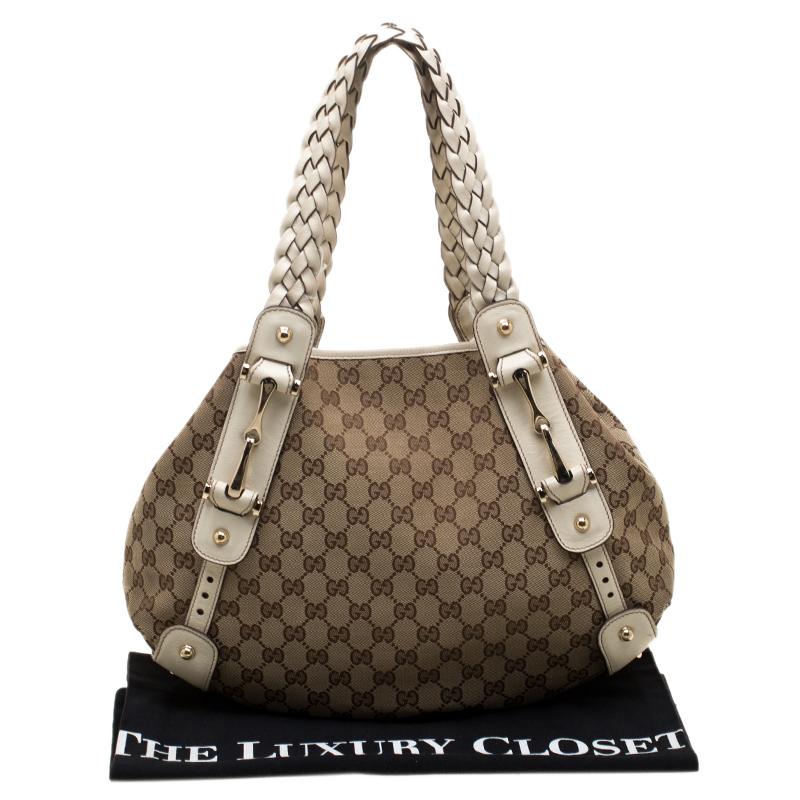 Gucci Beige/Off White GG Canvas and Leather Medium Pelham Shoulder Bag 1