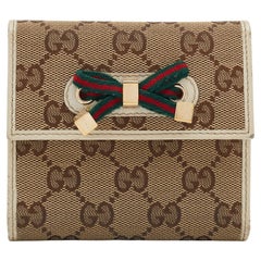 Gucci Beige/Off White GG Canvas And Leather Princy Compact Trifold Wallet