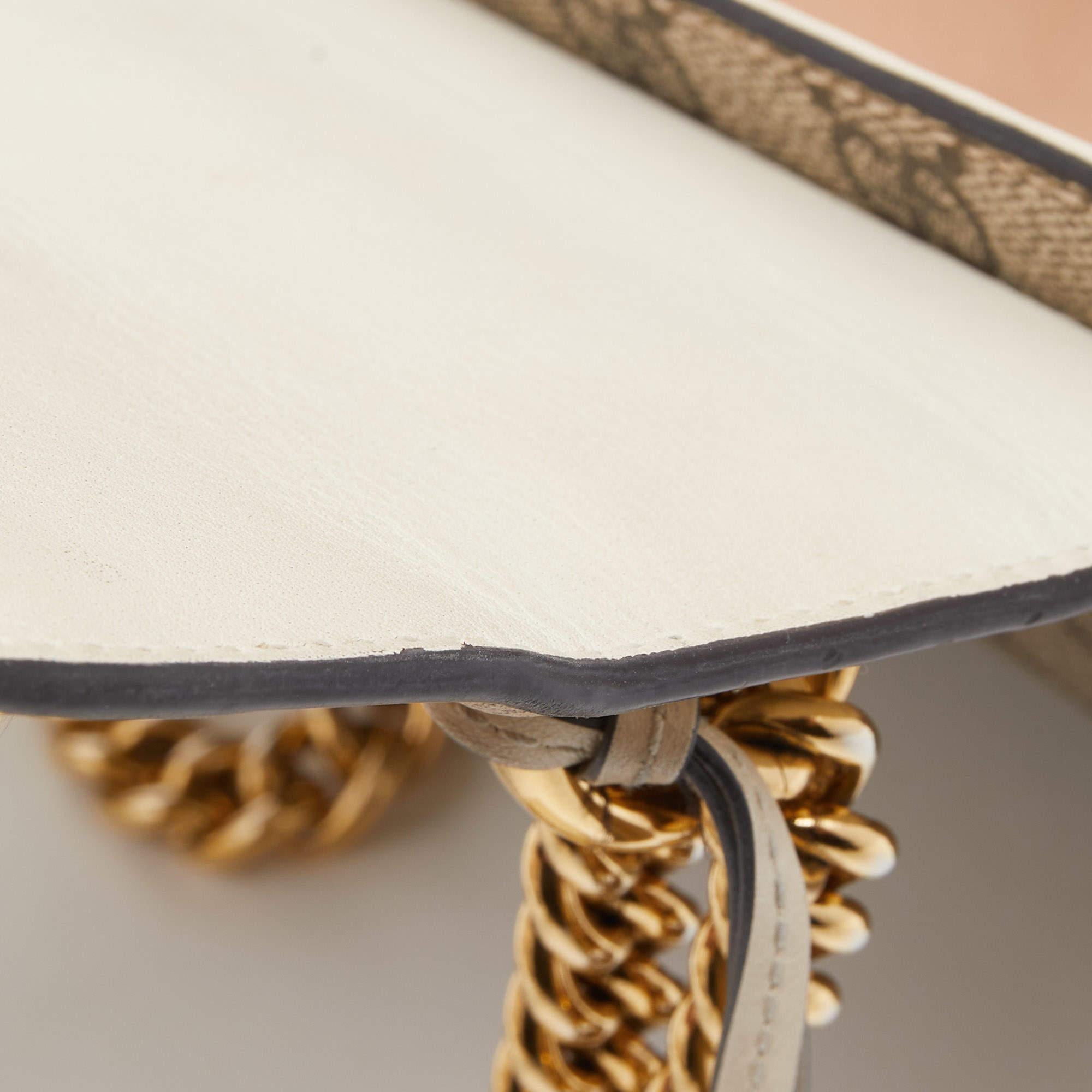 Gucci Beige/Off White GG Supreme Canvas and Leather Small Pearl Embellished 10