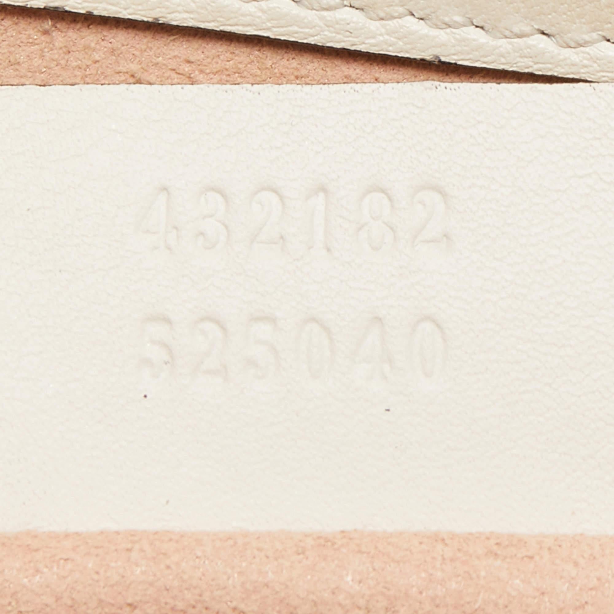Gucci Beige/Off White GG Supreme Canvas and Leather Small Pearl Embellished 12