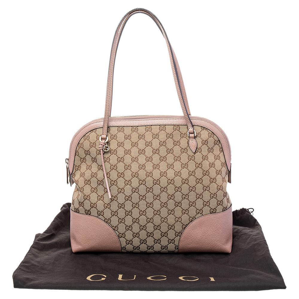 Gucci Beige/Old Rose GG Canvas and Leather Bree Shoulder Bag 9