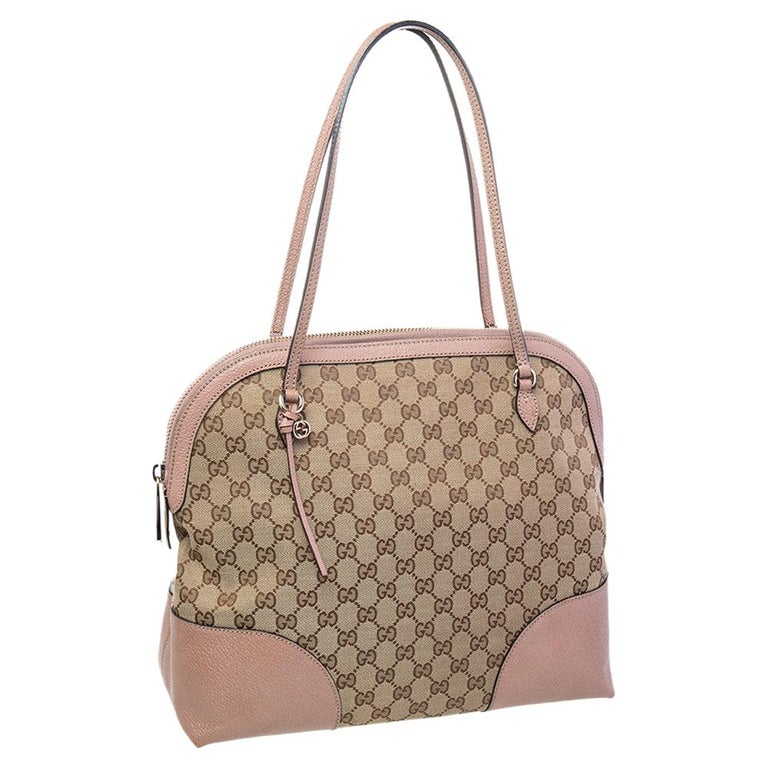 Gucci Beige/Old Rose GG Canvas and Leather Bree Shoulder Bag For Sale at  1stDibs