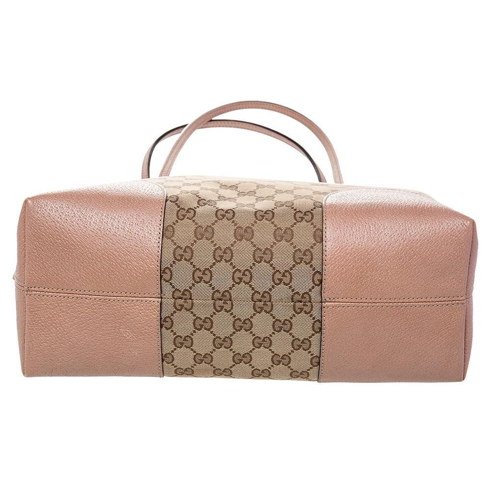 Brown Gucci Beige/Old Rose GG Canvas and Leather Bree Shoulder Bag