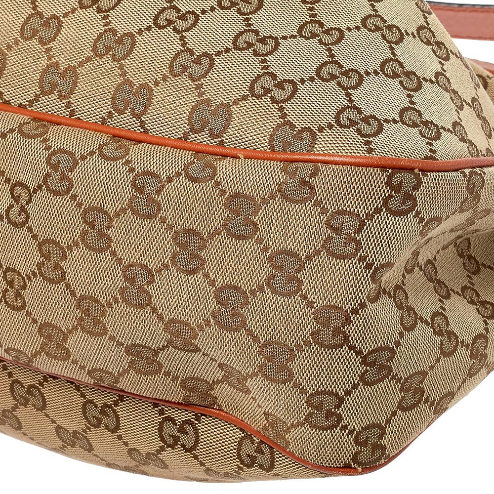 Gucci Beige/Orange GG Canvas and Leather Medium Sukey Messenger Bag 2