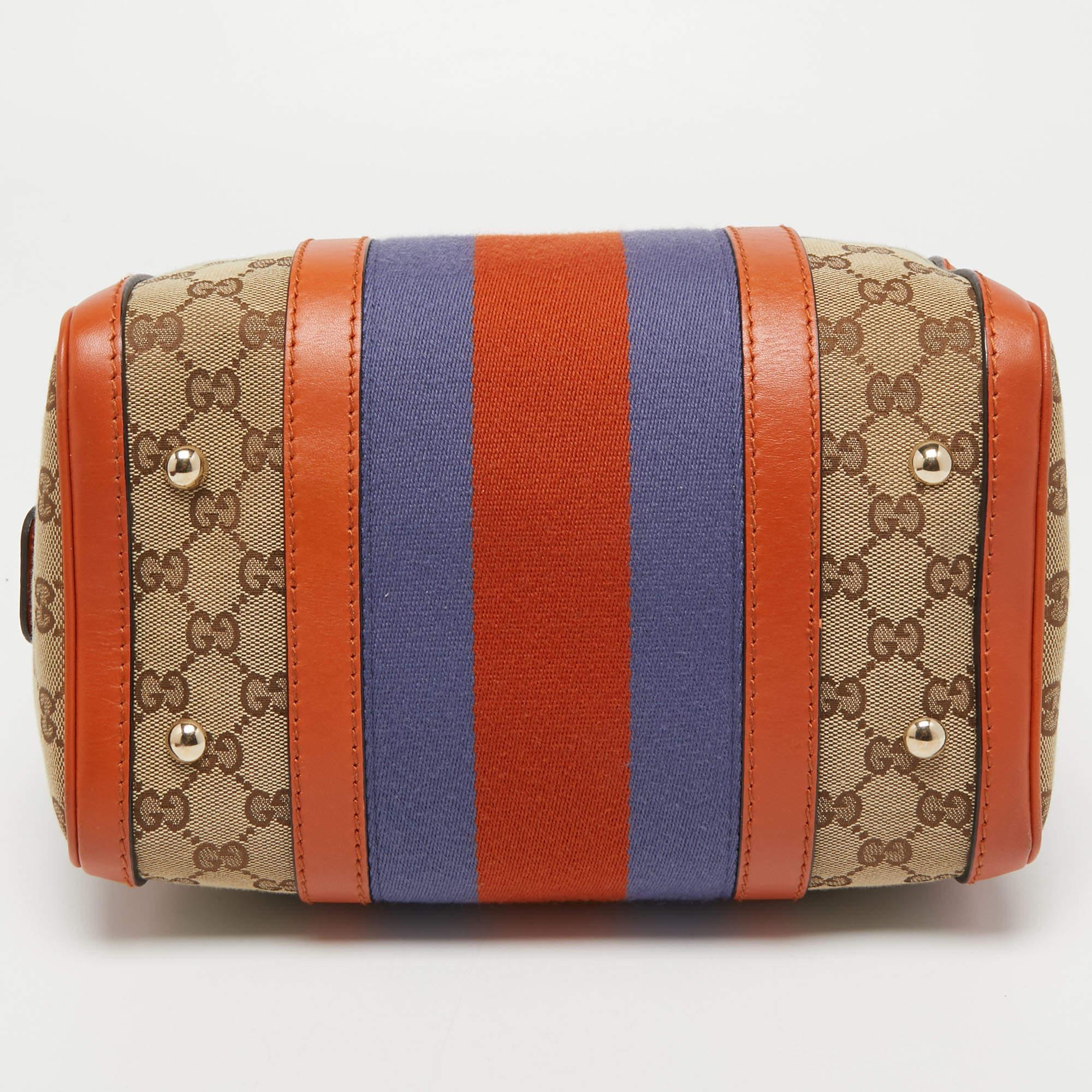 Gucci Beige/Orange GG Canvas and Leather Small Vintage Web Boston Bag 1