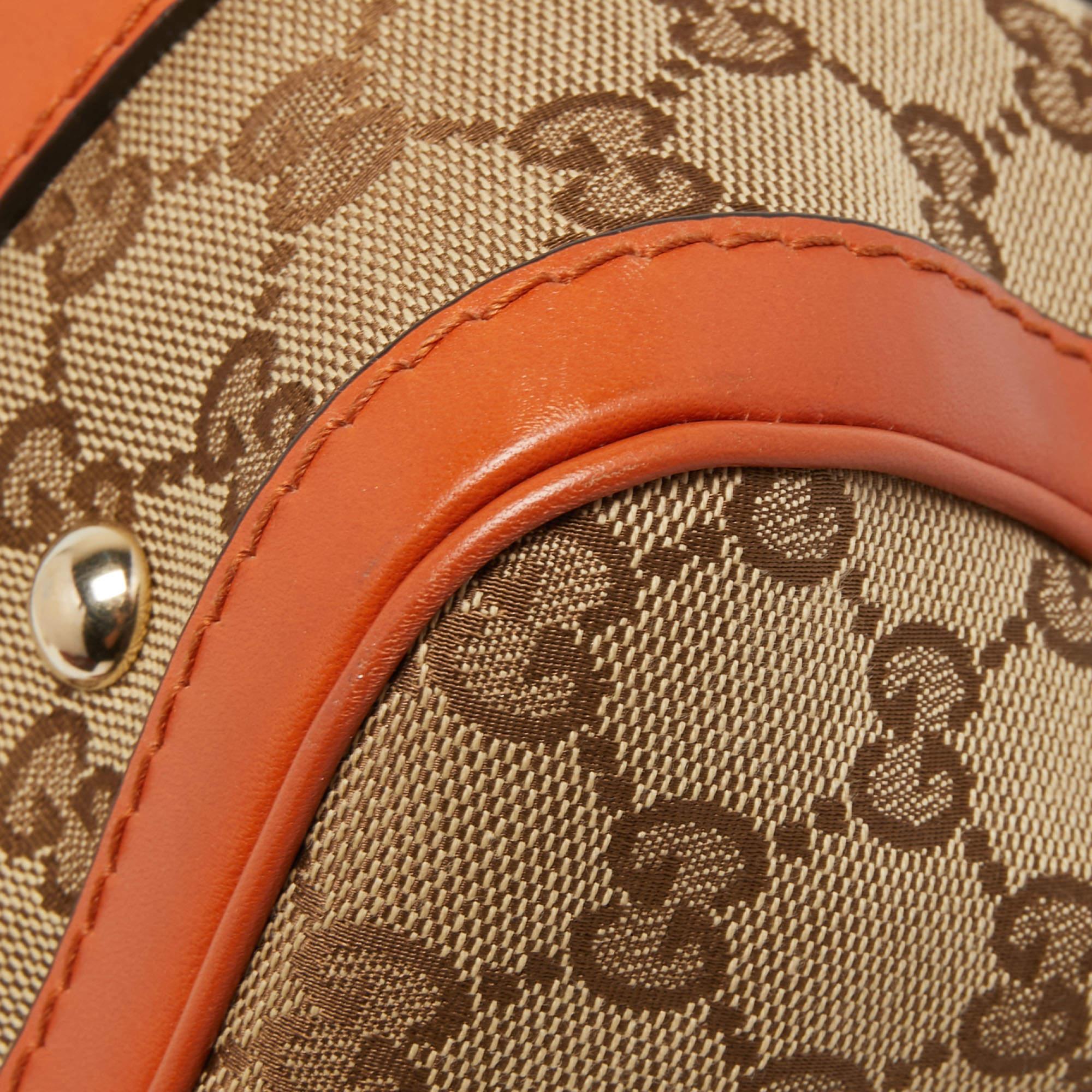 Gucci Beige/Orange GG Canvas and Leather Small Vintage Web Boston Bag 4