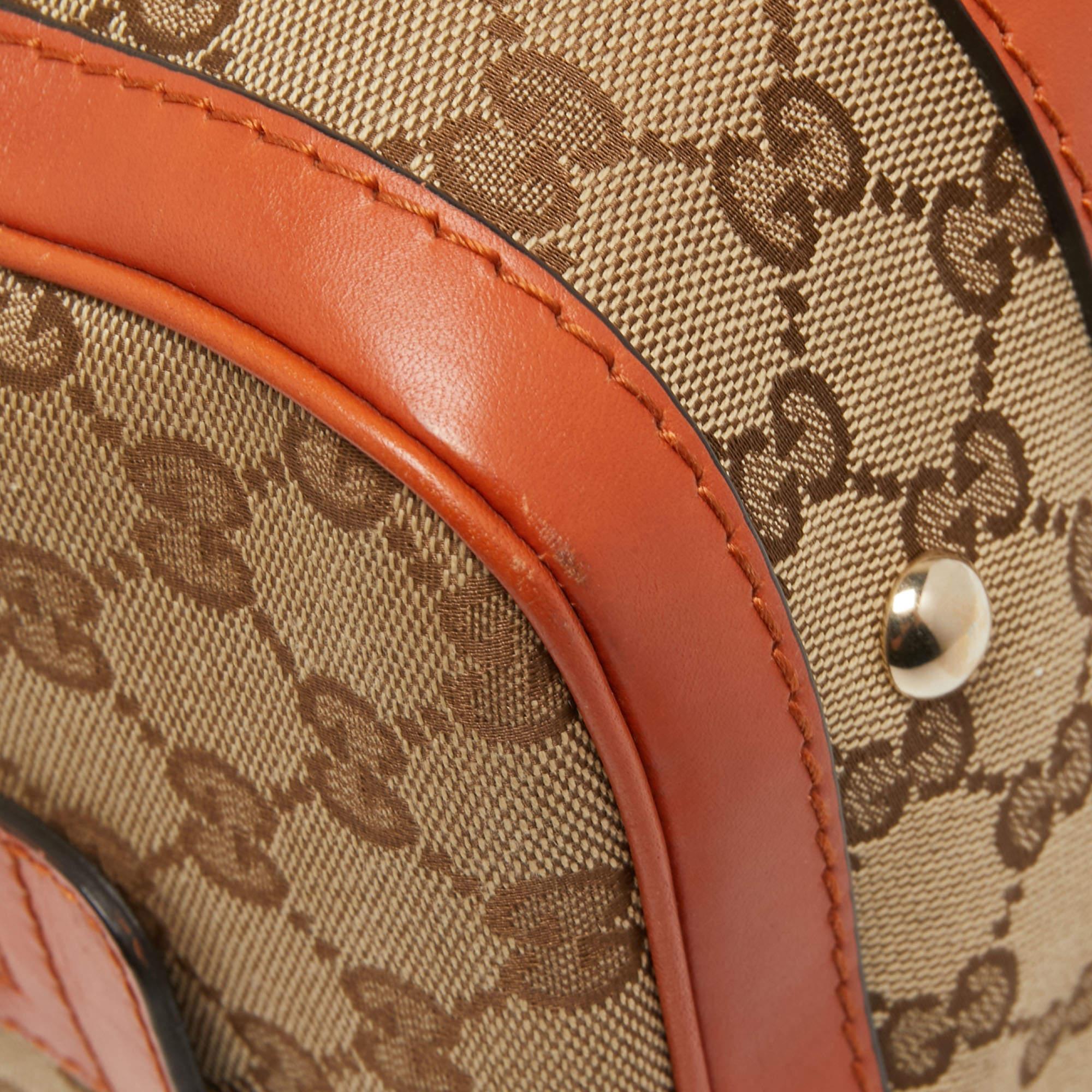 Gucci Beige/Orange GG Canvas and Leather Small Vintage Web Boston Bag 5