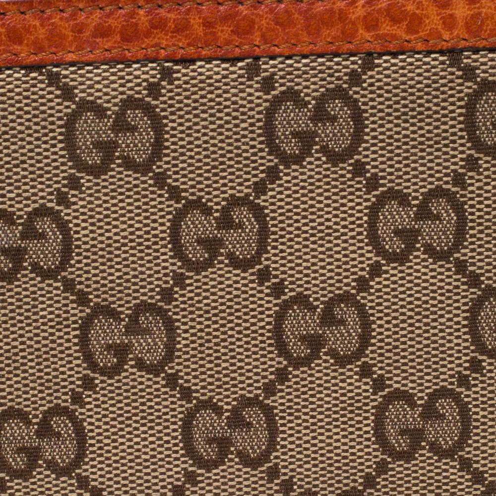 Gucci Beige/Orange GG Canvas and Leather Tassel Zip-around Continental Wallet 2