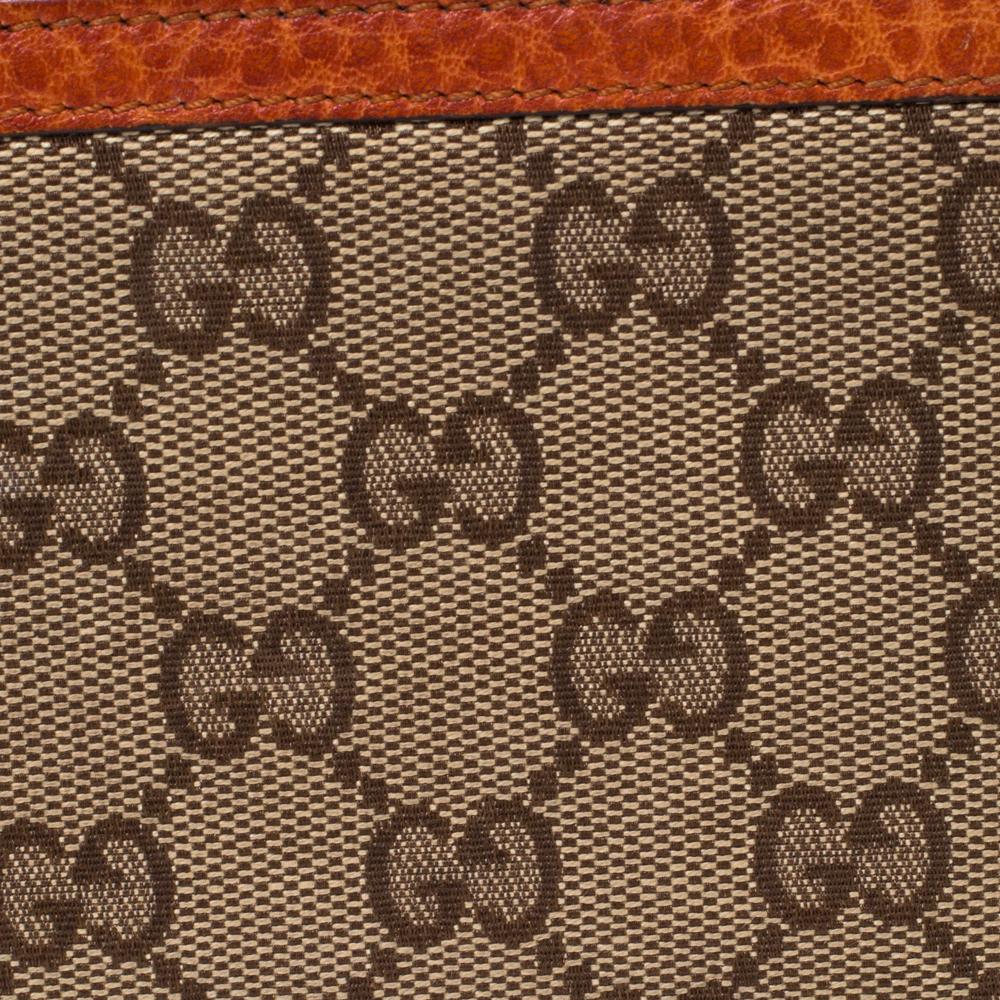 Gucci Beige/Orange GG Portemonnaie aus Segeltuch und Leder mit Quaste und Reißverschluss 5