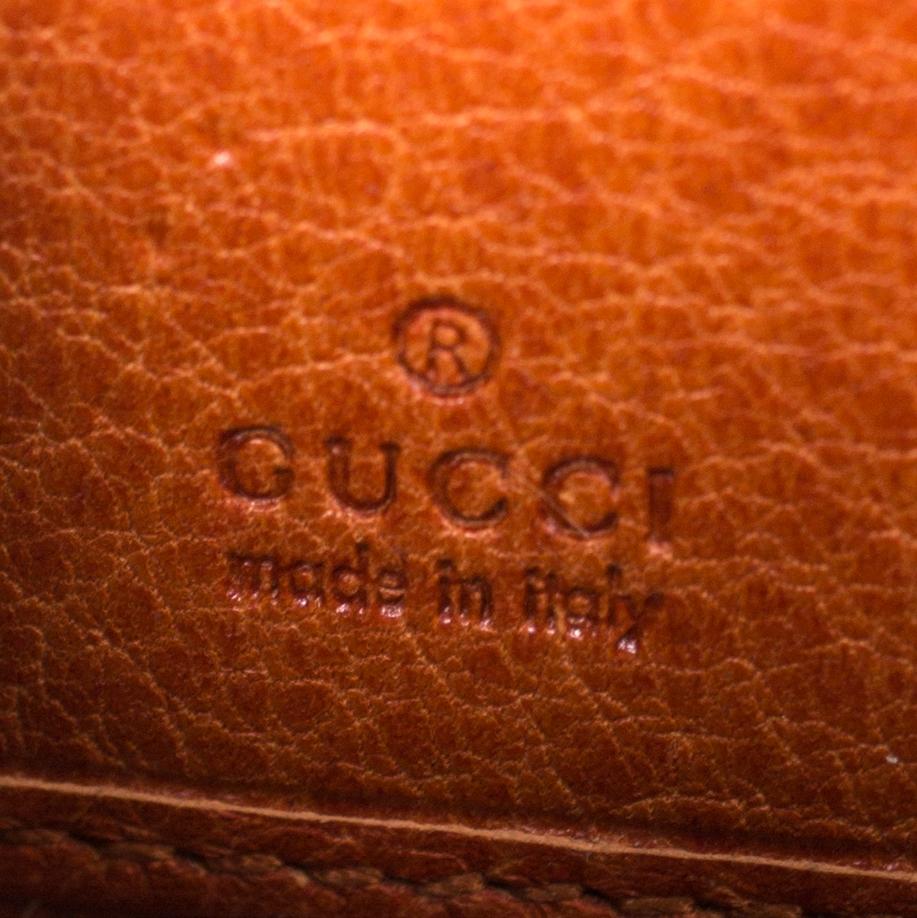 Brown Gucci Beige/Orange GG Canvas and Leather Tassel Zip-around Continental Wallet