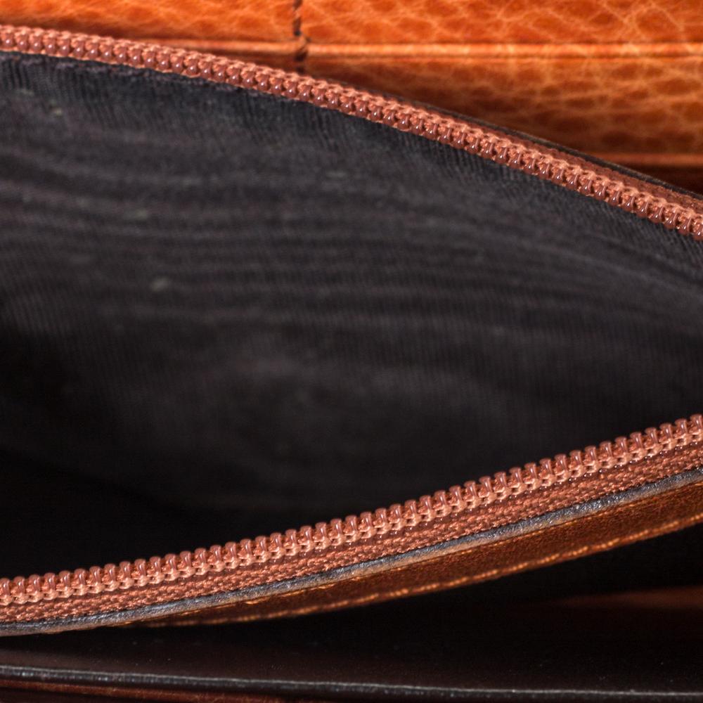 Gucci Beige/Orange GG Canvas and Leather Tassel Zip-around Continental Wallet In Good Condition In Dubai, Al Qouz 2