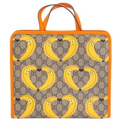 Retro GUCCI beige & orange GG Supreme Canvas BANANA PRINT Tote Bag