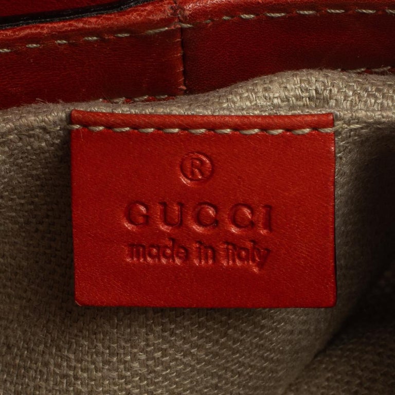 Gucci Beige/Orange Leather and Canvas Hobo For Sale at 1stDibs