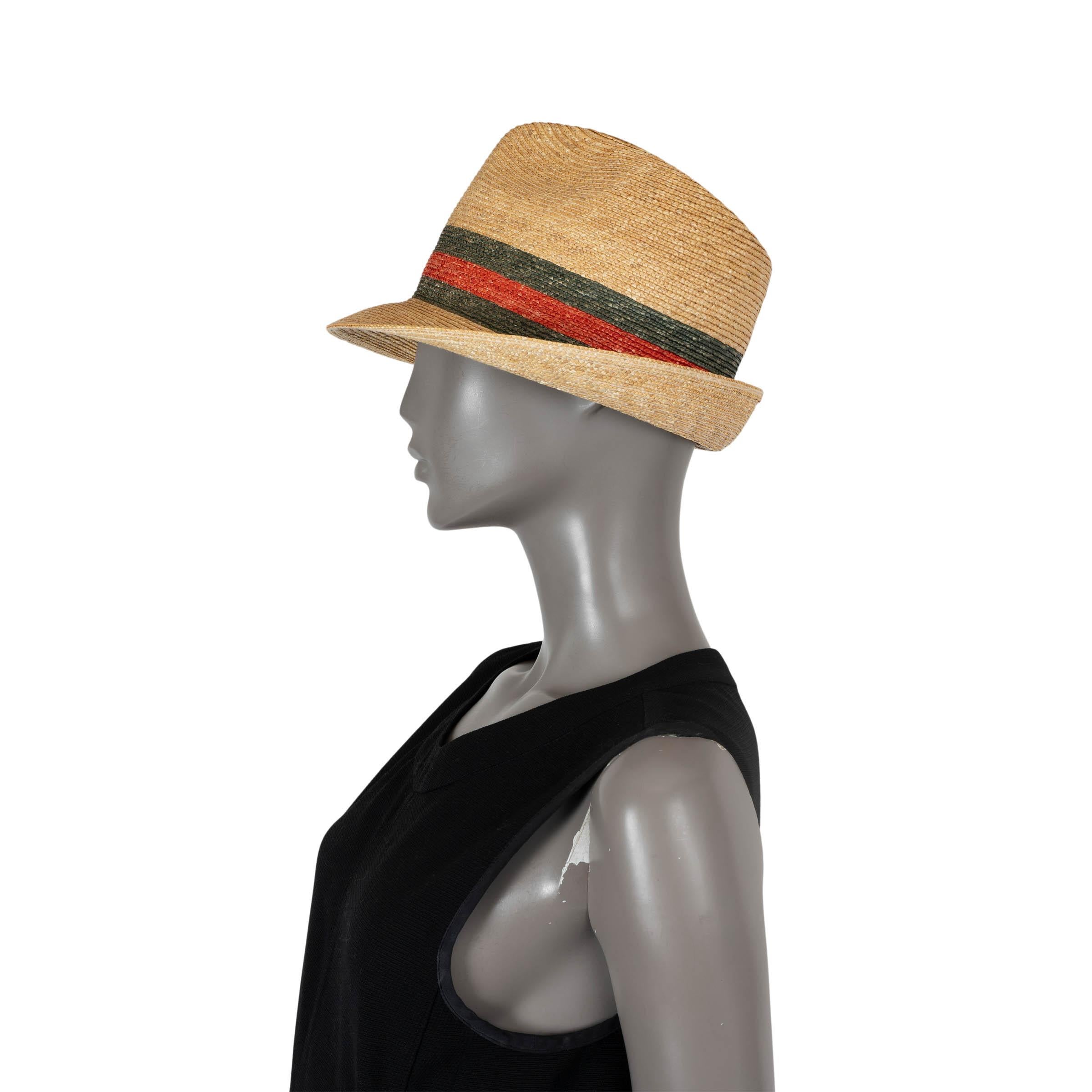 Beige GUCCI beige PAGLIA WEB TRILLBY STRAW Hat M