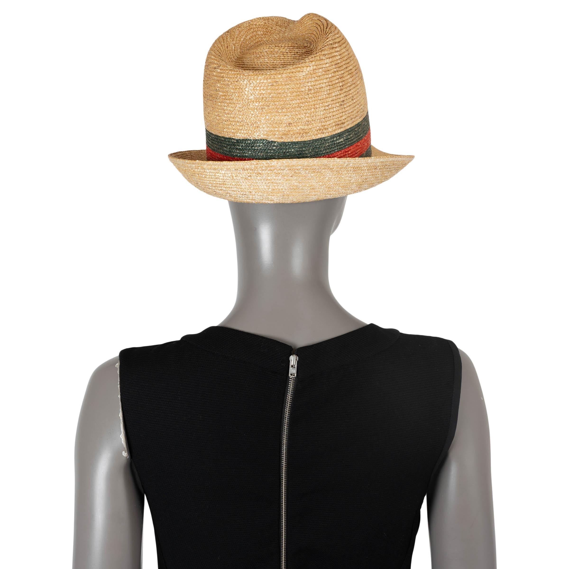 GUCCI beige PAGLIA WEB TRILLBY STRAW Hat M In Excellent Condition In Zürich, CH