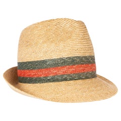GUCCI beige PAGLIA WEB TRILLBY STRAW Sombrero M