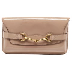 Gucci Beige Patent Leather Bright Bit Clutch