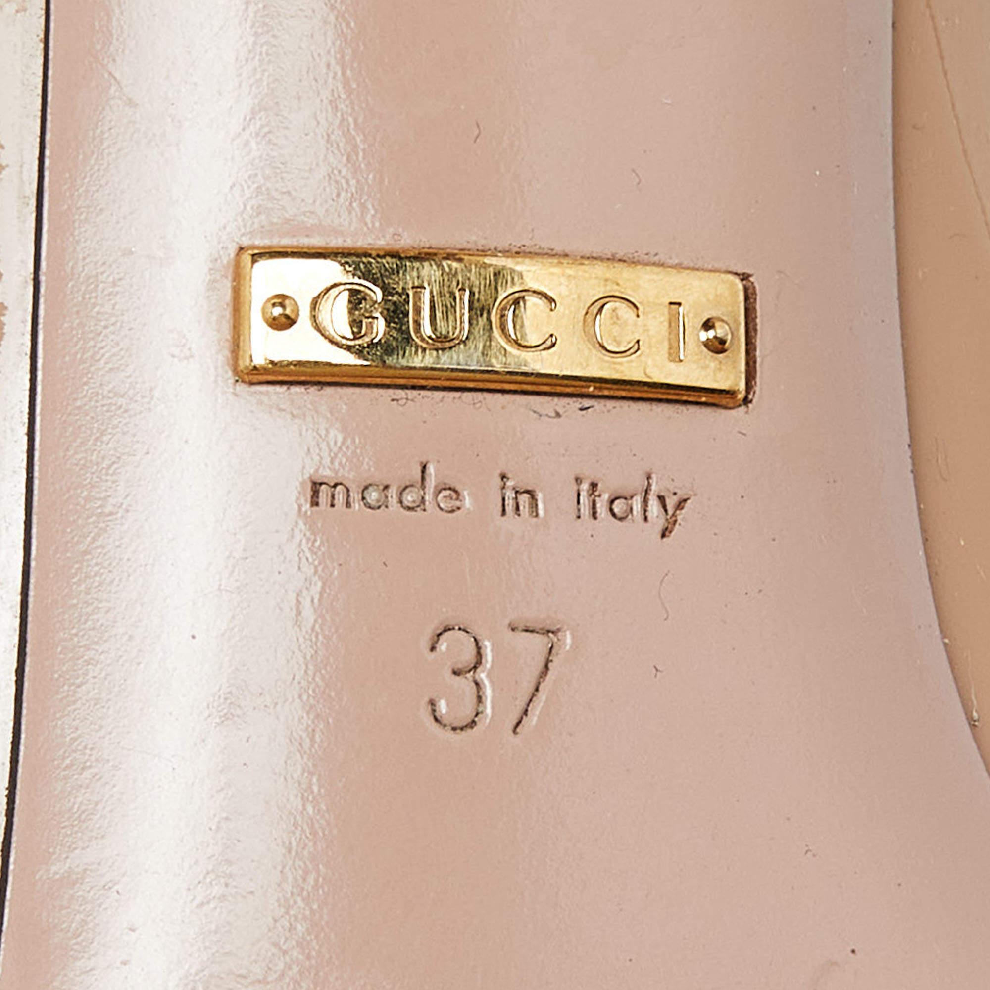 Beigefarbene Lackleder-Pumps mit geknoteter Schleife von Gucci Größe 37 im Angebot 4