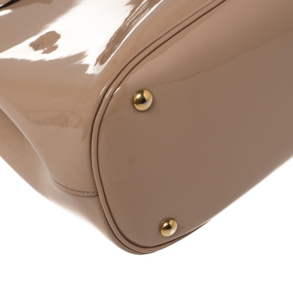Gucci Beige Patent Leather Medium Bright Bit Tote 2