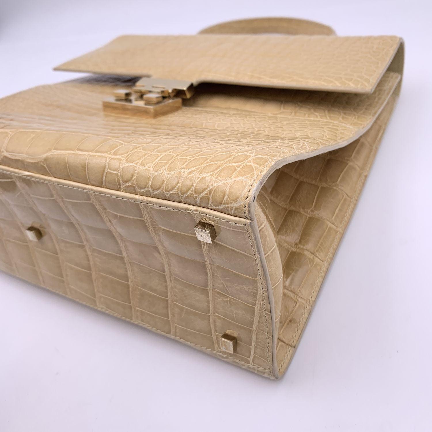 Gucci Beige Patent Leather Satchel Top Handle Bag 1