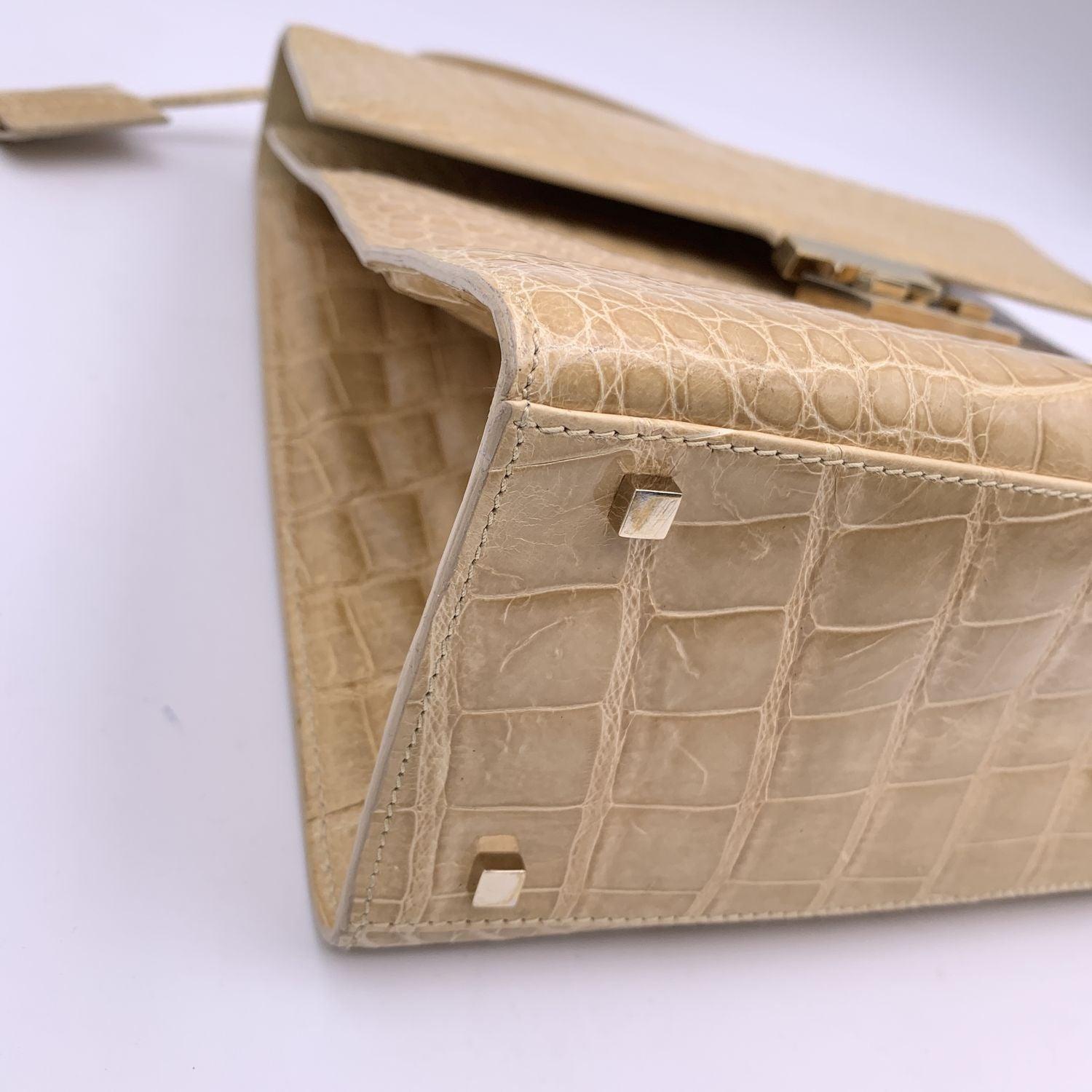 Gucci Beige Patent Leather Satchel Top Handle Bag 2