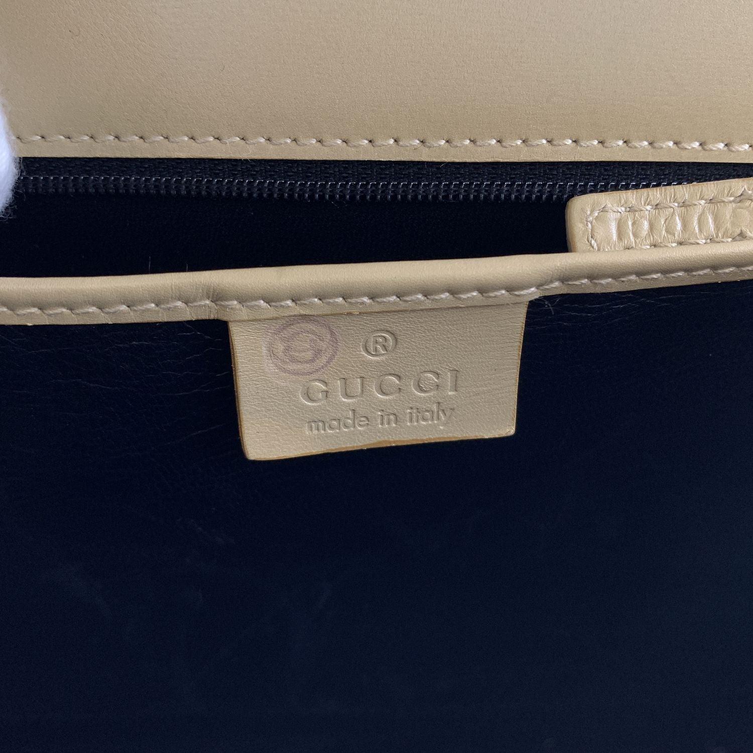 Gucci Beige Patent Leather Satchel Top Handle Bag 4