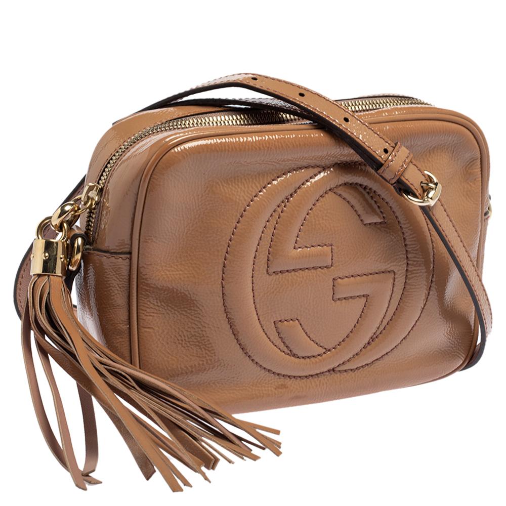 Women's Gucci Beige Patent Leather Small Soho Disco Shoulder Bag