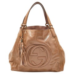 Gucci Beige Patent Leather Small Soho Tote