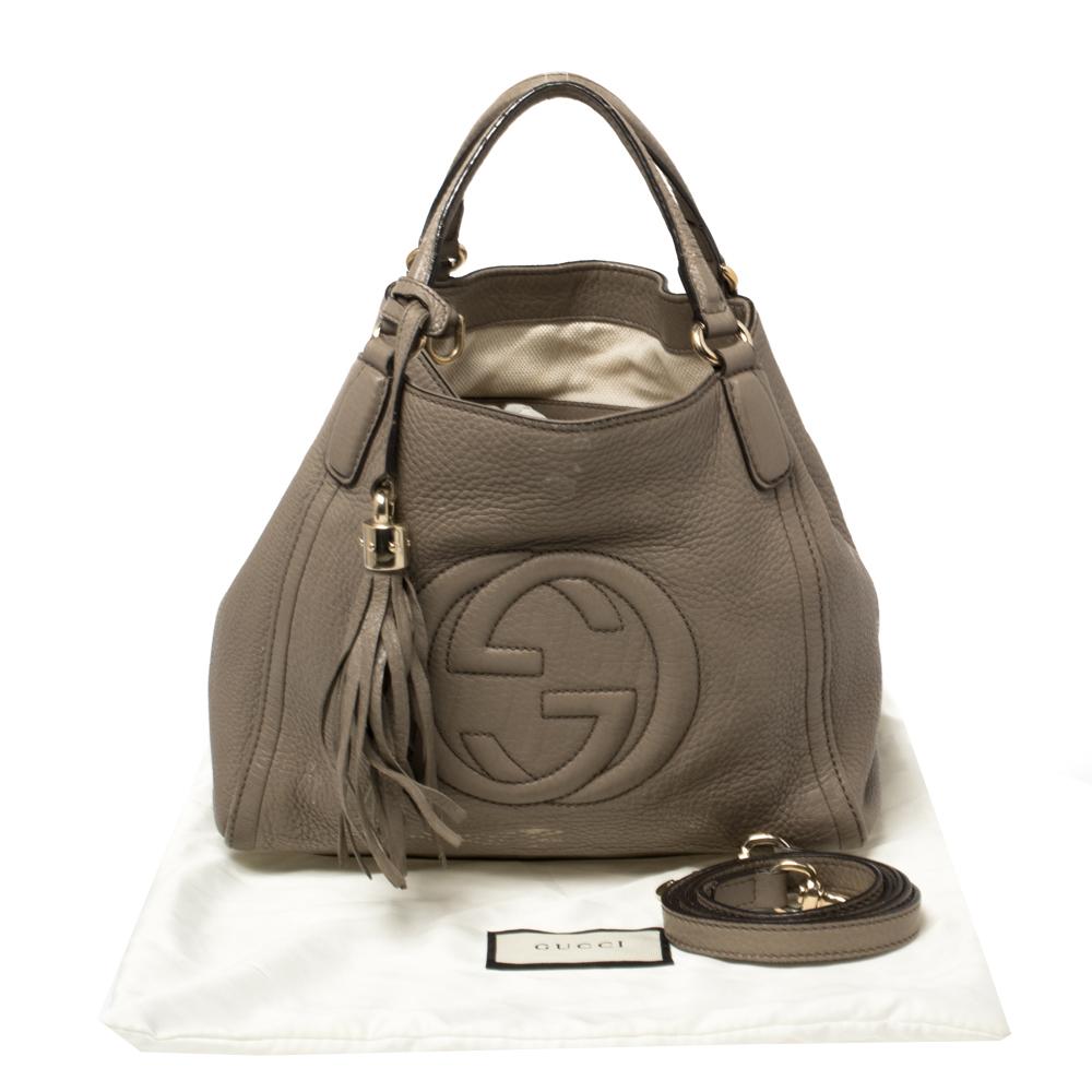 Gucci Beige Pebbled Leather Soho Working Tote 6