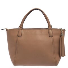 Gucci Beige Pebbled Leather Soho Working Tote