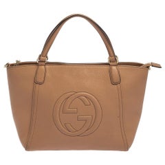 Gucci Beige Pebbled Leather Soho Working Tote
