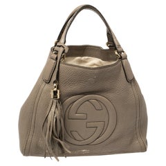 Gucci Beige Pebbled Leather Soho Working Tote