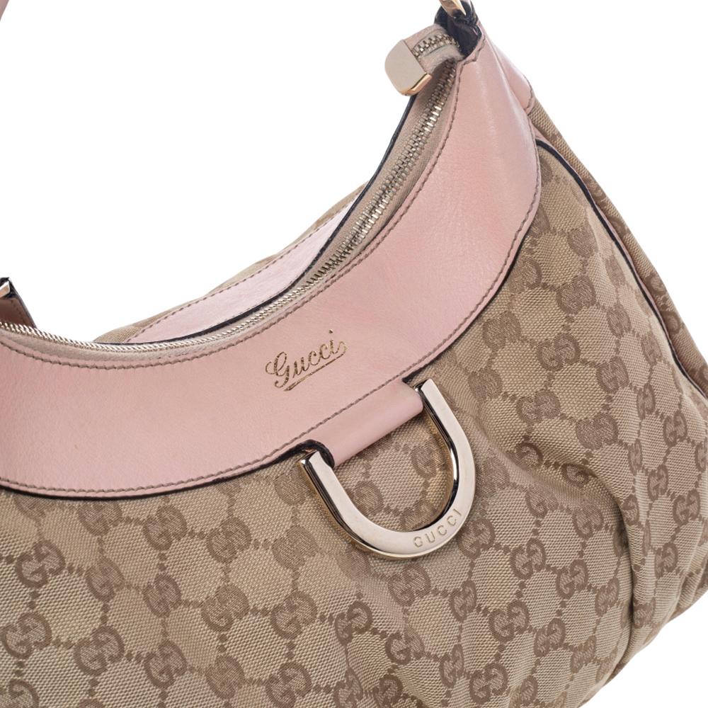Gucci Beige/ Pink Canvas And Leather Abbey D-Ring Shoulder Bag 3