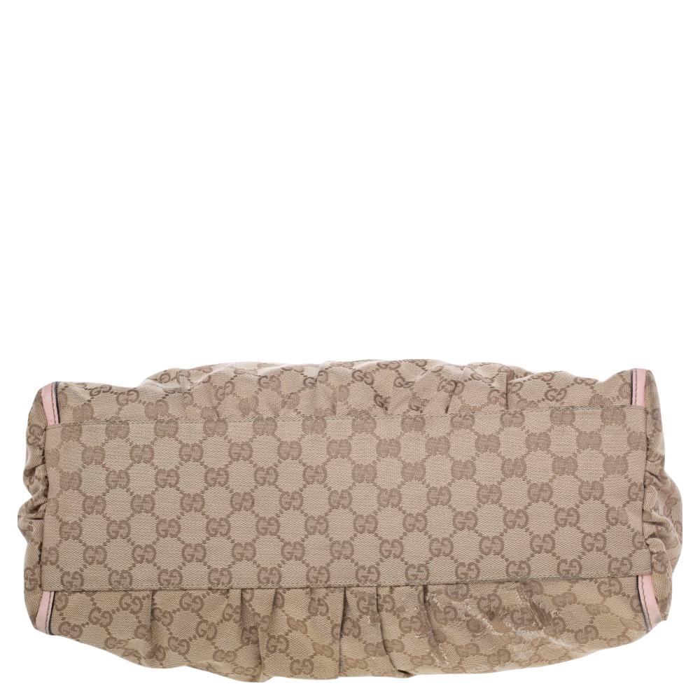 Abbey D-Ring Umhängetasche aus Segeltuch und Leder in Beige/Rosa Damen